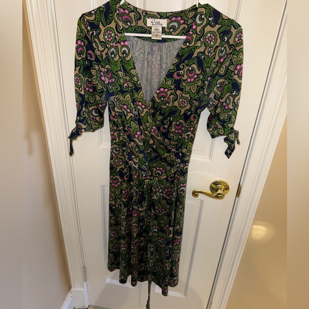 Lilly Pulitzer Green Paisley Silk Wrap Dress